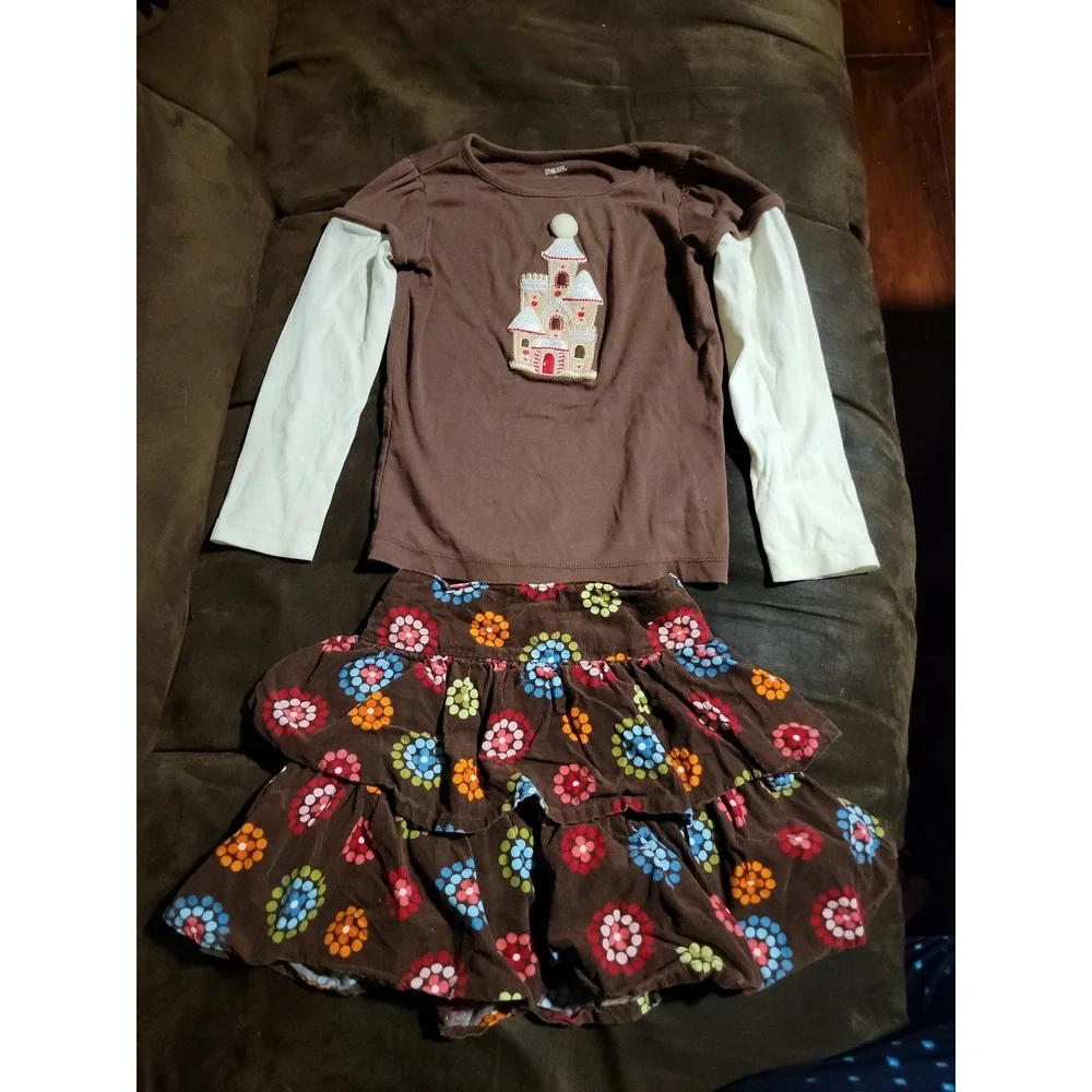 Gymboree winter cheer castle top polka dot skort size 6‎